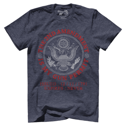 T-shirt Premium Mens Triblend Shirt / Vintage Navy / S The 2nd Amendment - Gun Permit