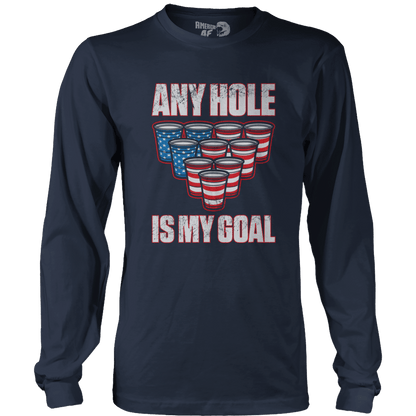 Apparel Mens Long Sleeve / Midnight Navy / S Any Hole is My Goal