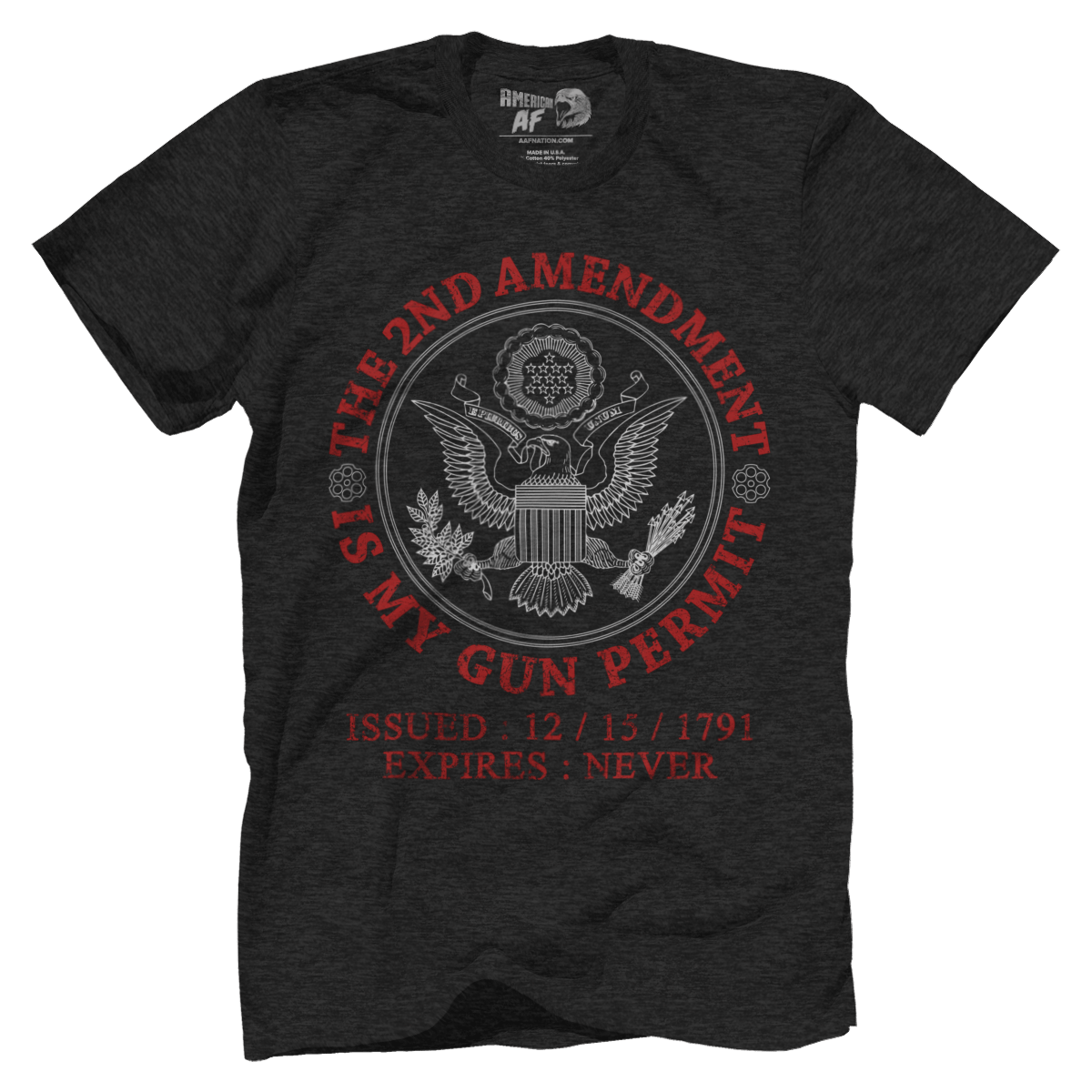 T-shirt Premium Mens Triblend Shirt / Vintage Black / S The 2nd Amendment - Gun Permit