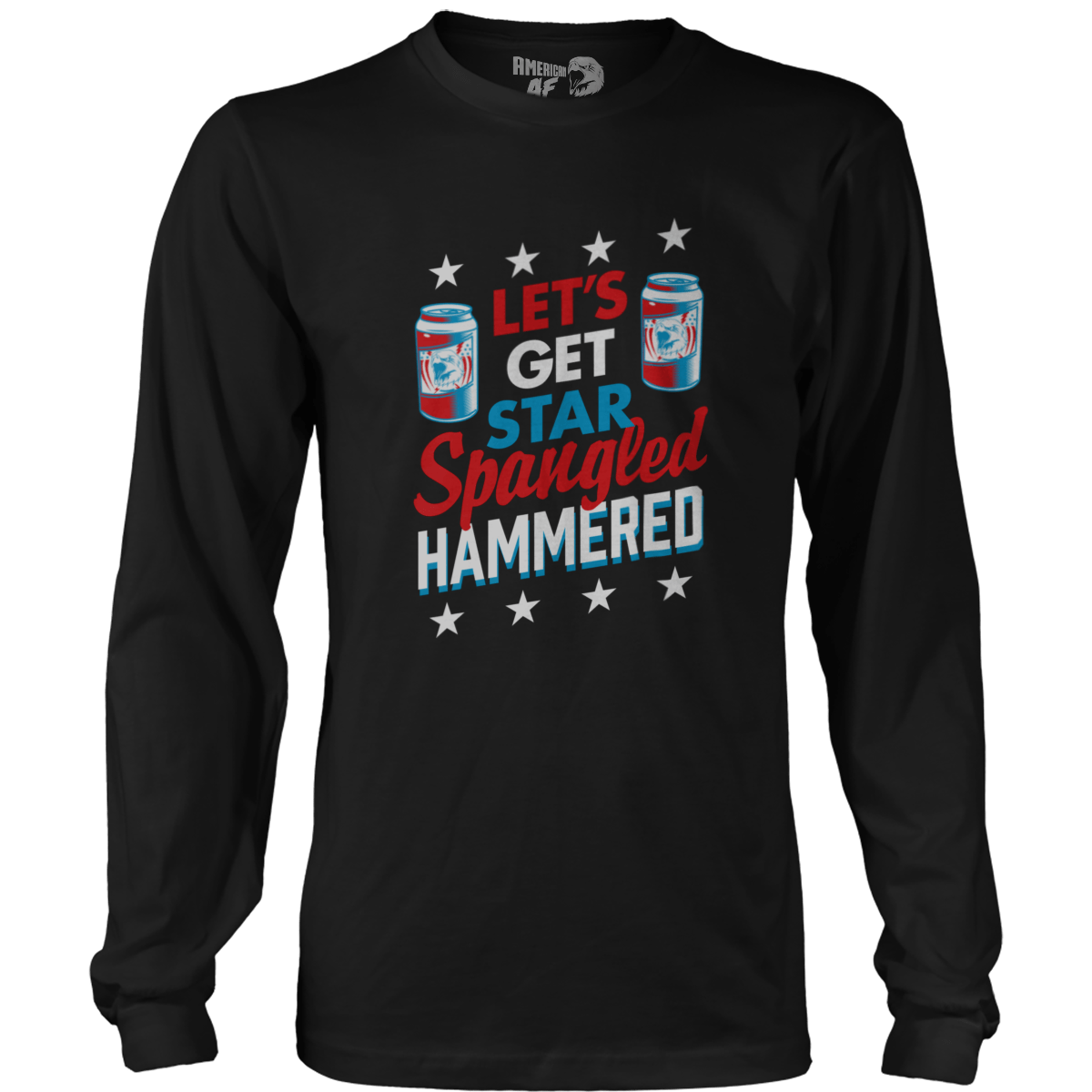 T-shirt Mens Long Sleeve / Black / S Let's Get Star Spangled Hammered