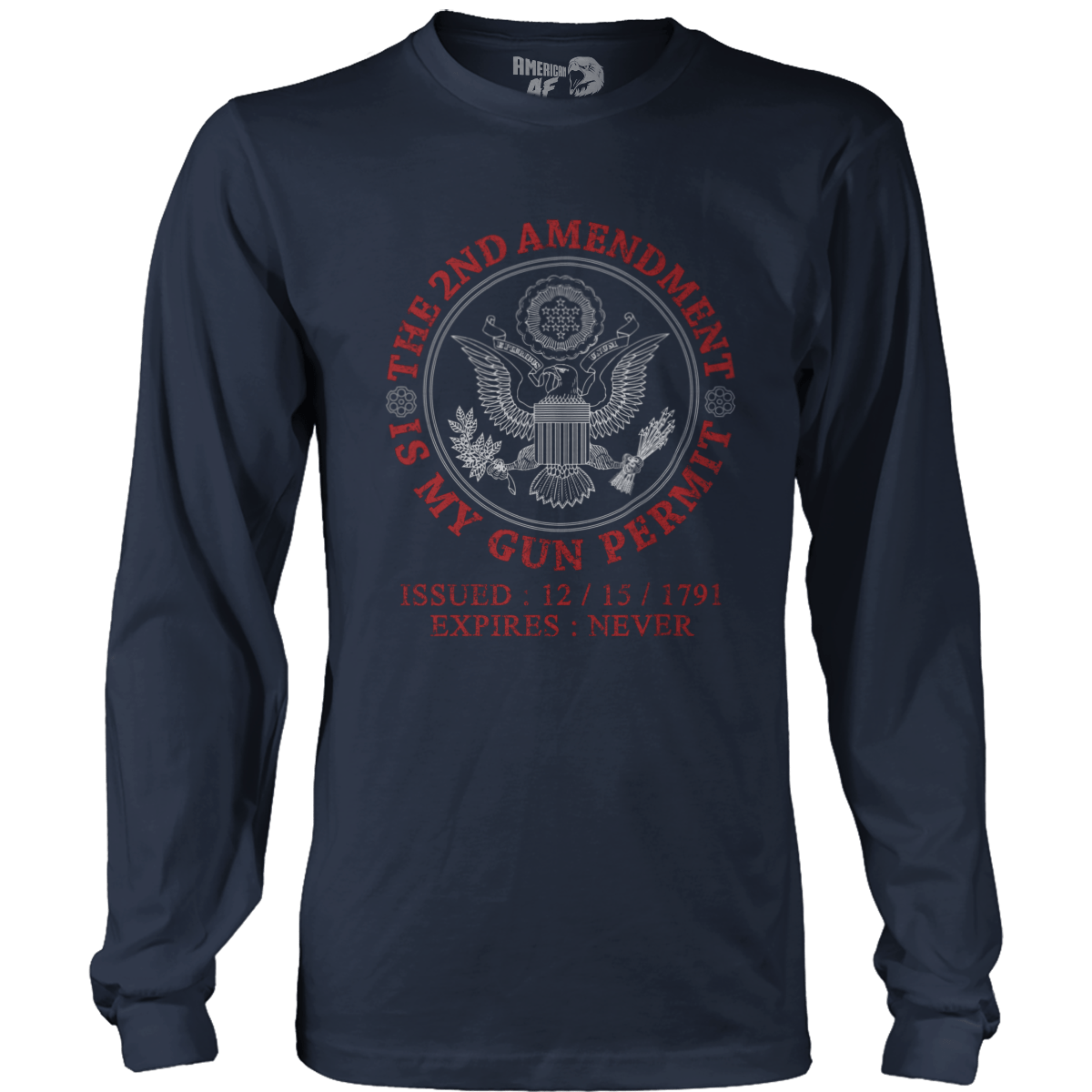 T-shirt Mens Long Sleeve / Midnight Navy / S The 2nd Amendment - Gun Permit