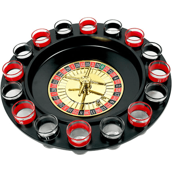 Shot Glass Roulette - Drinking Game Set (2 Balls and 16 Glasses)