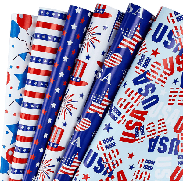 Patriotic Wrapping Paper - 1 Roll Contains 6 Sheets