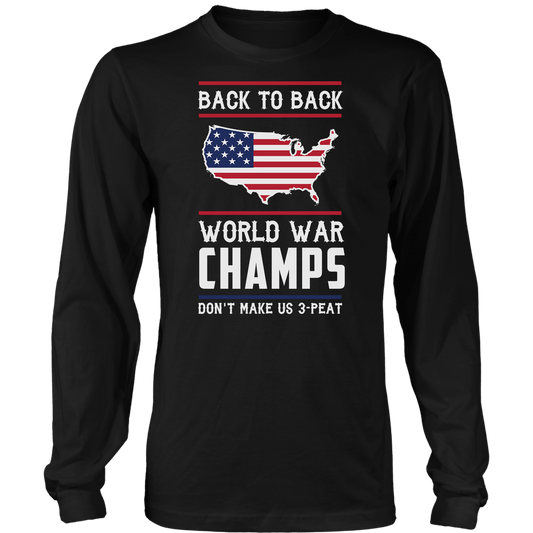 T-shirt Mens Long Sleeve / Black / S Back-To-Back World War Champs! V2