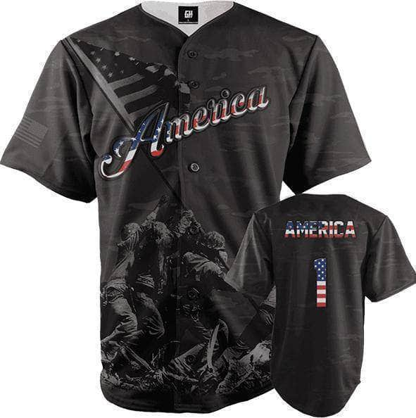 America #1 Black Camo Baseball Jersey