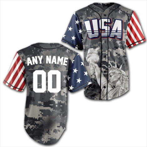 Custom Camo America Baseball Jersey