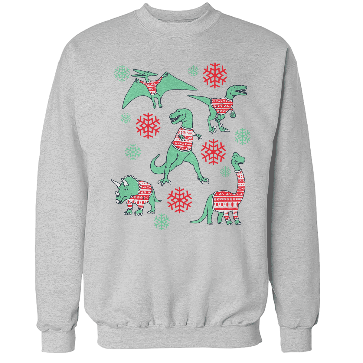 Raglan Premium Sweatshirt / Heather Gray / S Dinos In Christmas Sweaters