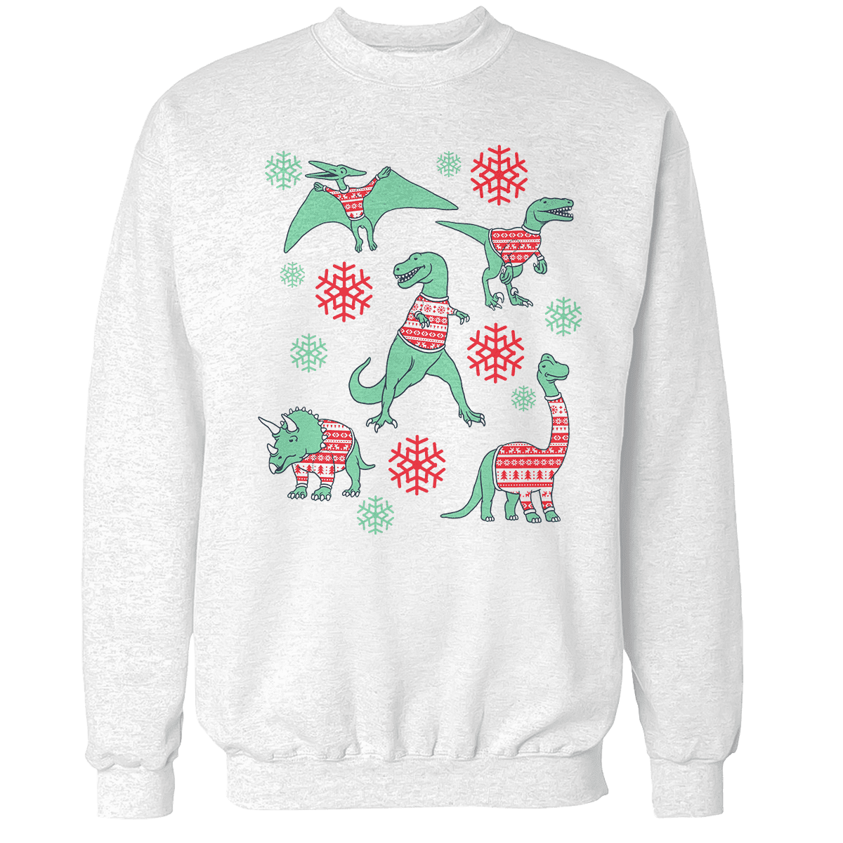 Raglan Premium Sweatshirt / White / S Dinos In Christmas Sweaters