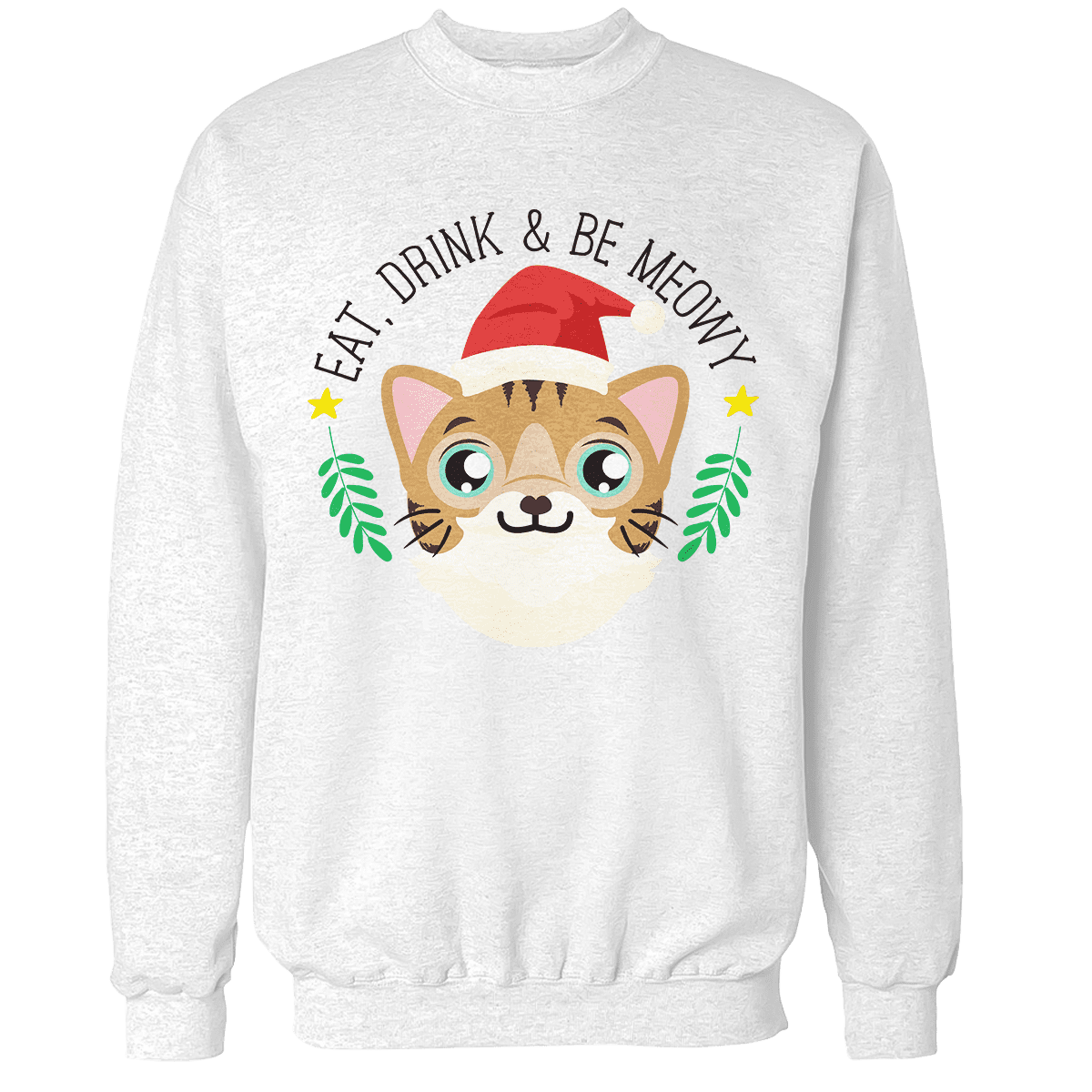 Raglan Premium Sweatshirt / White / S Eat, Drink & Be Meowy