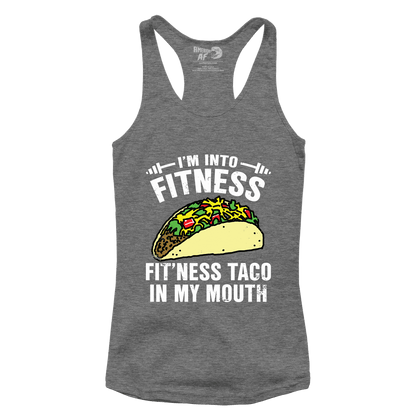 T-shirt Premium Ladies Racerback Tank / Heather Gray / XS Fitness Taco (Ladies)