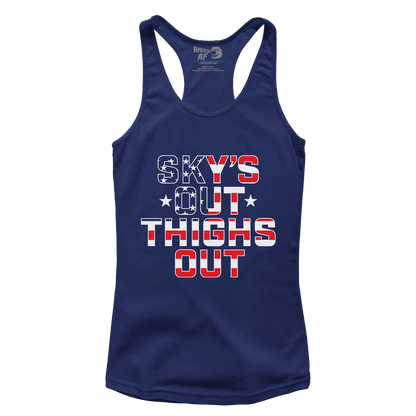 T-shirt Premium Ladies Racerback Tank / Navy / XS Sky’s Out, Thighs Out (Ladies)