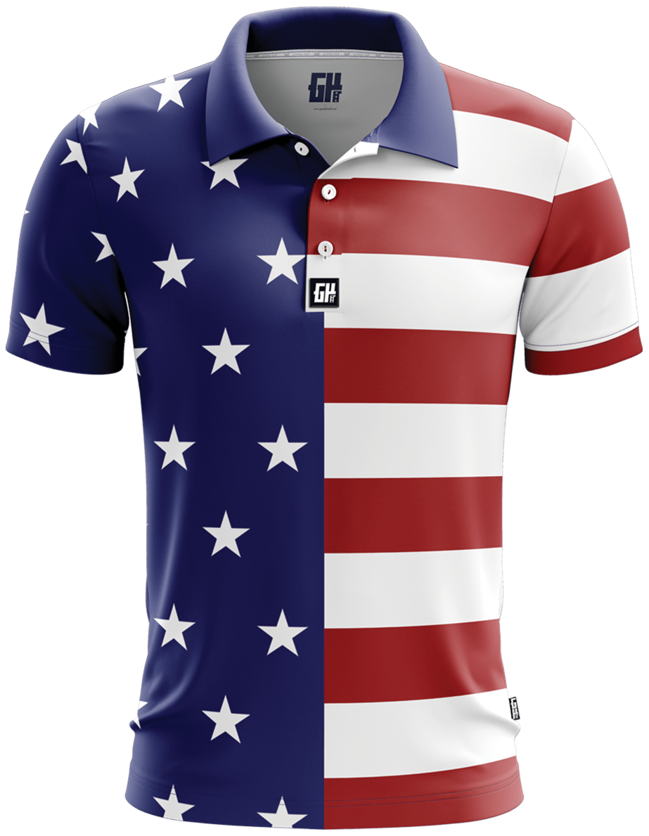 USA Flag Golf Polo American AF AAF Nation