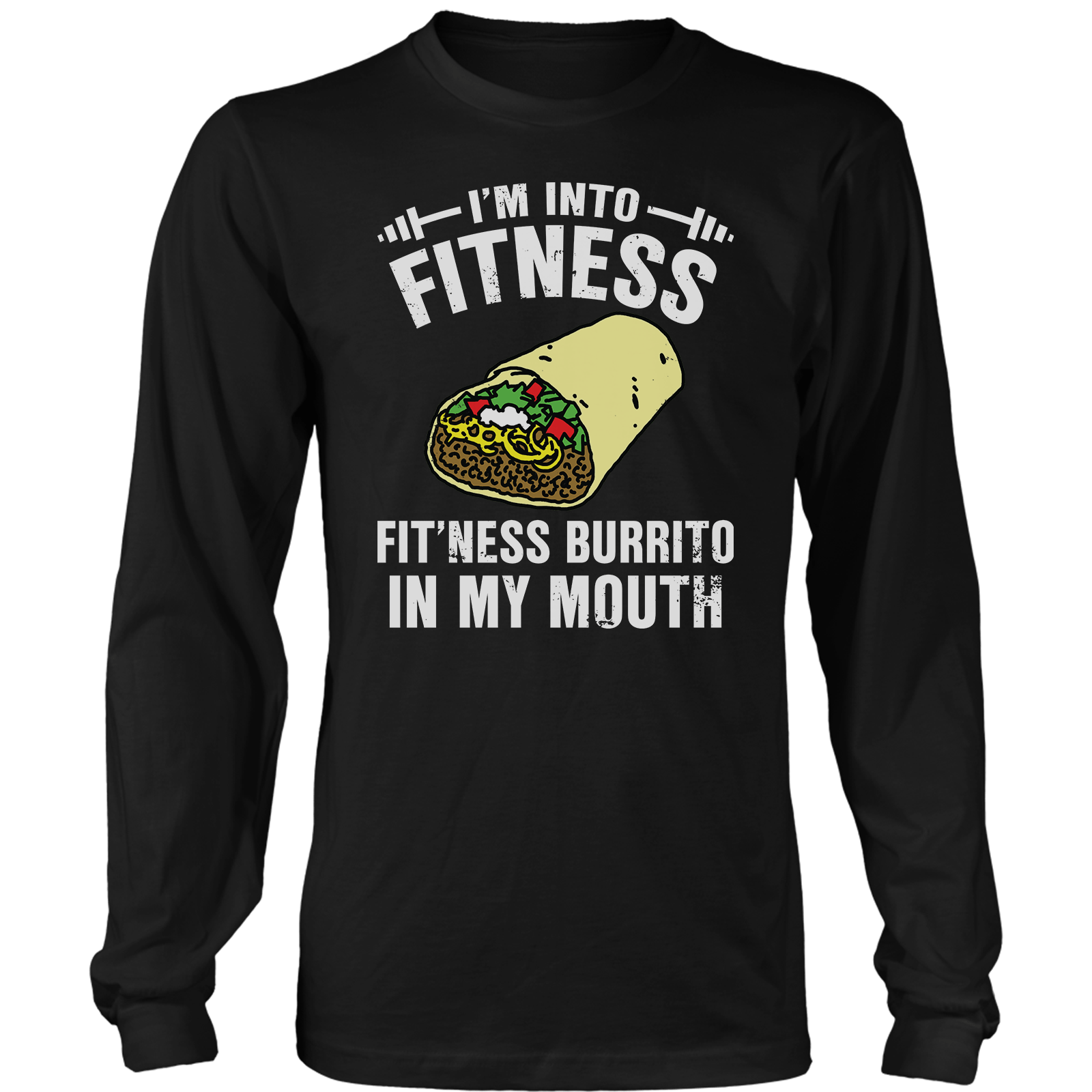 T-shirt Mens Long Sleeve / Black / S Fitness Burrito