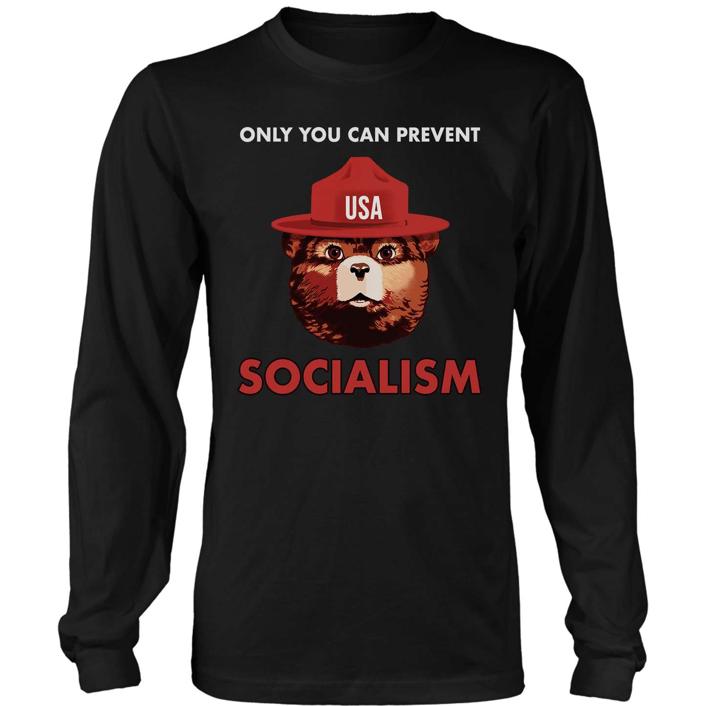 T-shirt Mens Long Sleeve / Black / S USA Bear