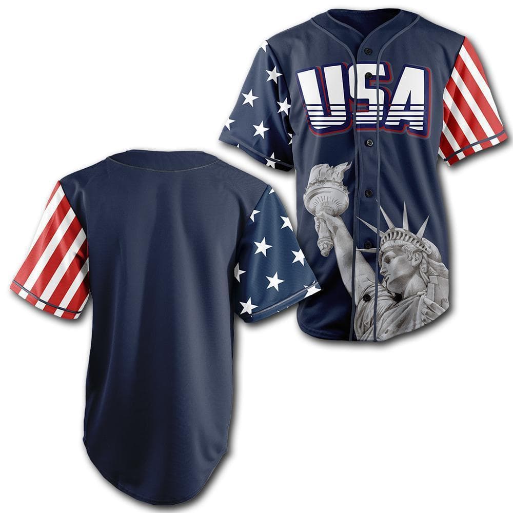Custom Blue America Baseball Jersey