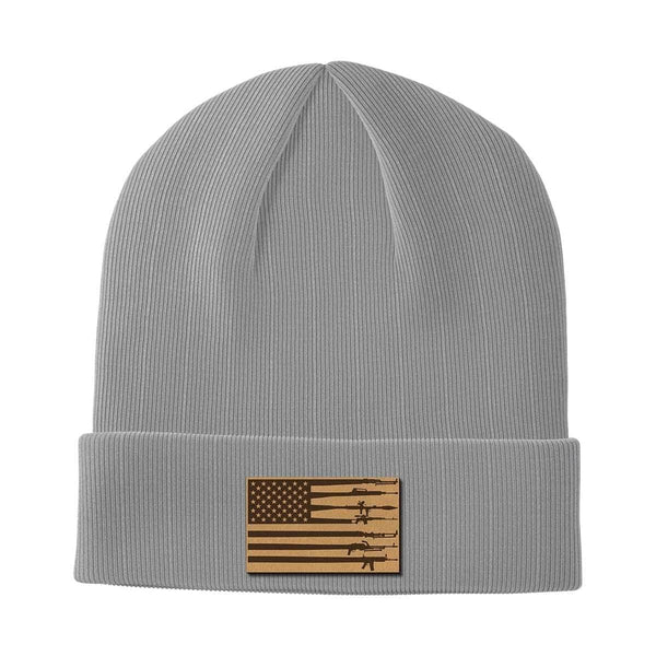 Rifle Flag Leather Patch Beanie