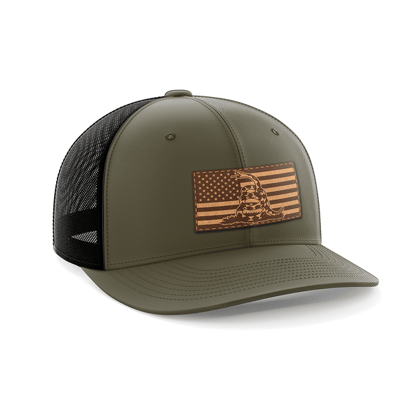 Don't Tread On Me/American Flag Leather Patch Hat
