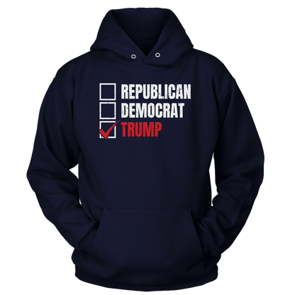T-shirt Unisex Hoodie / Navy / S Republican Democrat Trump (Ladies)