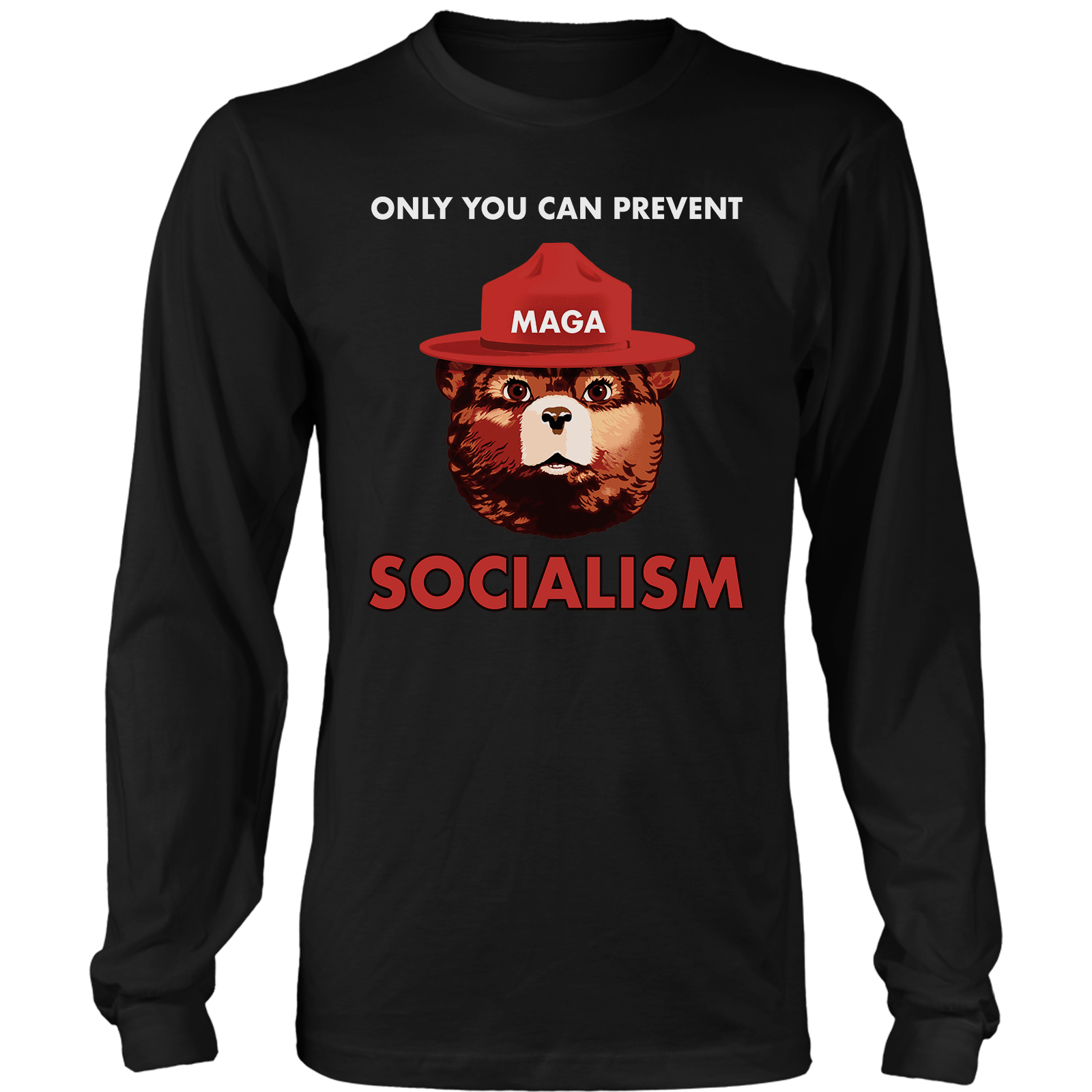 T-shirt Mens Long Sleeve / Black / S MAGA Bear