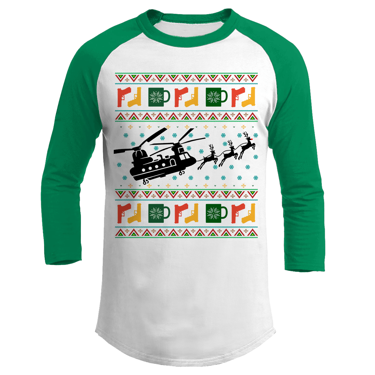 Raglan Raglan / White/Kelly Green / S Santa's Other Ride - Chinook (Ladies)