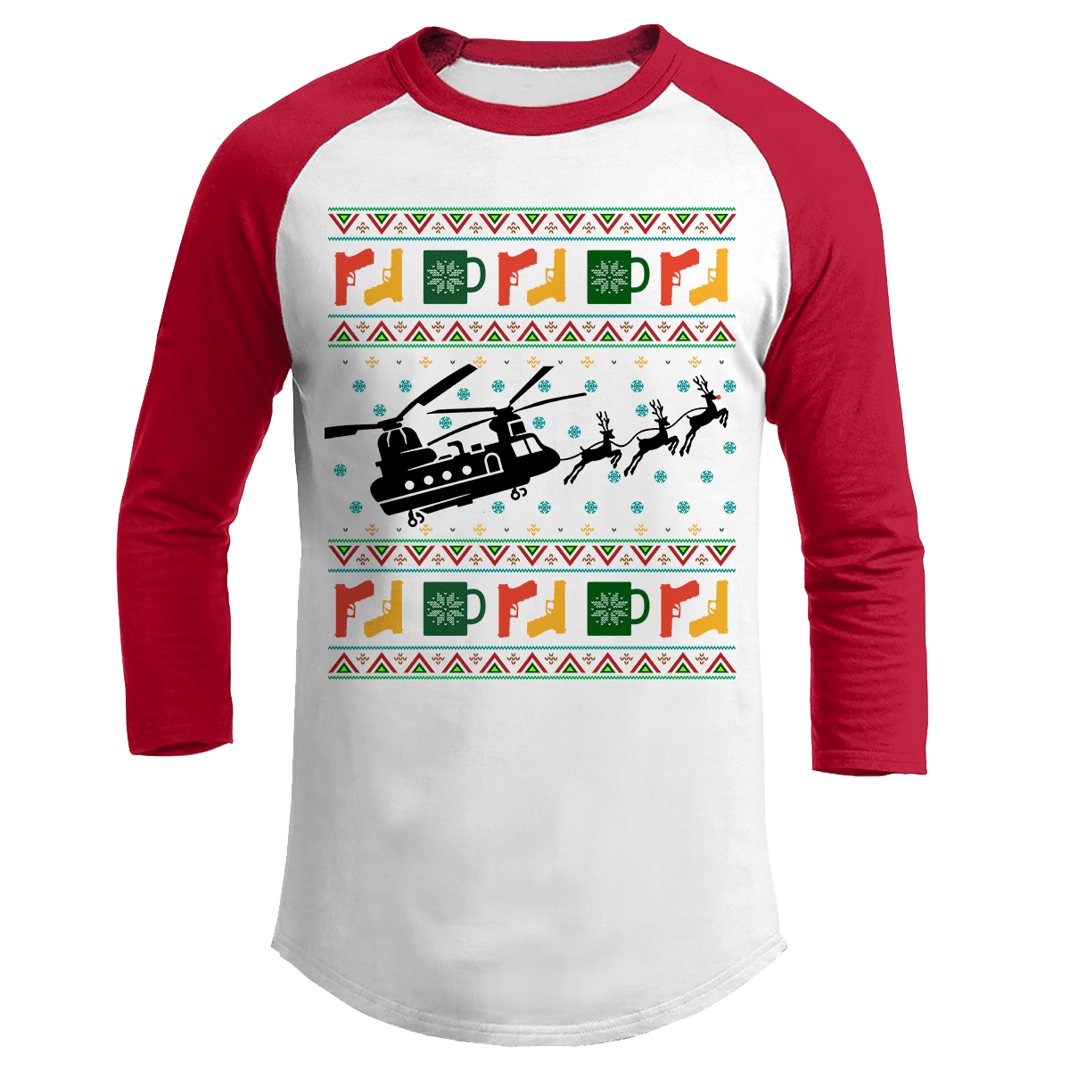 Raglan Raglan / White/Red / S Santa's Other Ride - Chinook (Ladies)