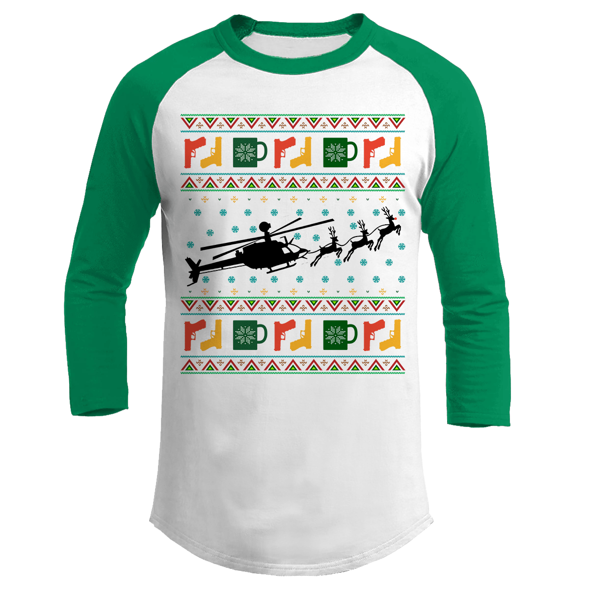 Raglan Raglan / White/Kelly Green / S Santa's Other Ride - Kiowa