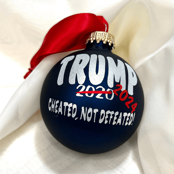 Trump 2024 Cheated, Not Defeated Christmas Ornament