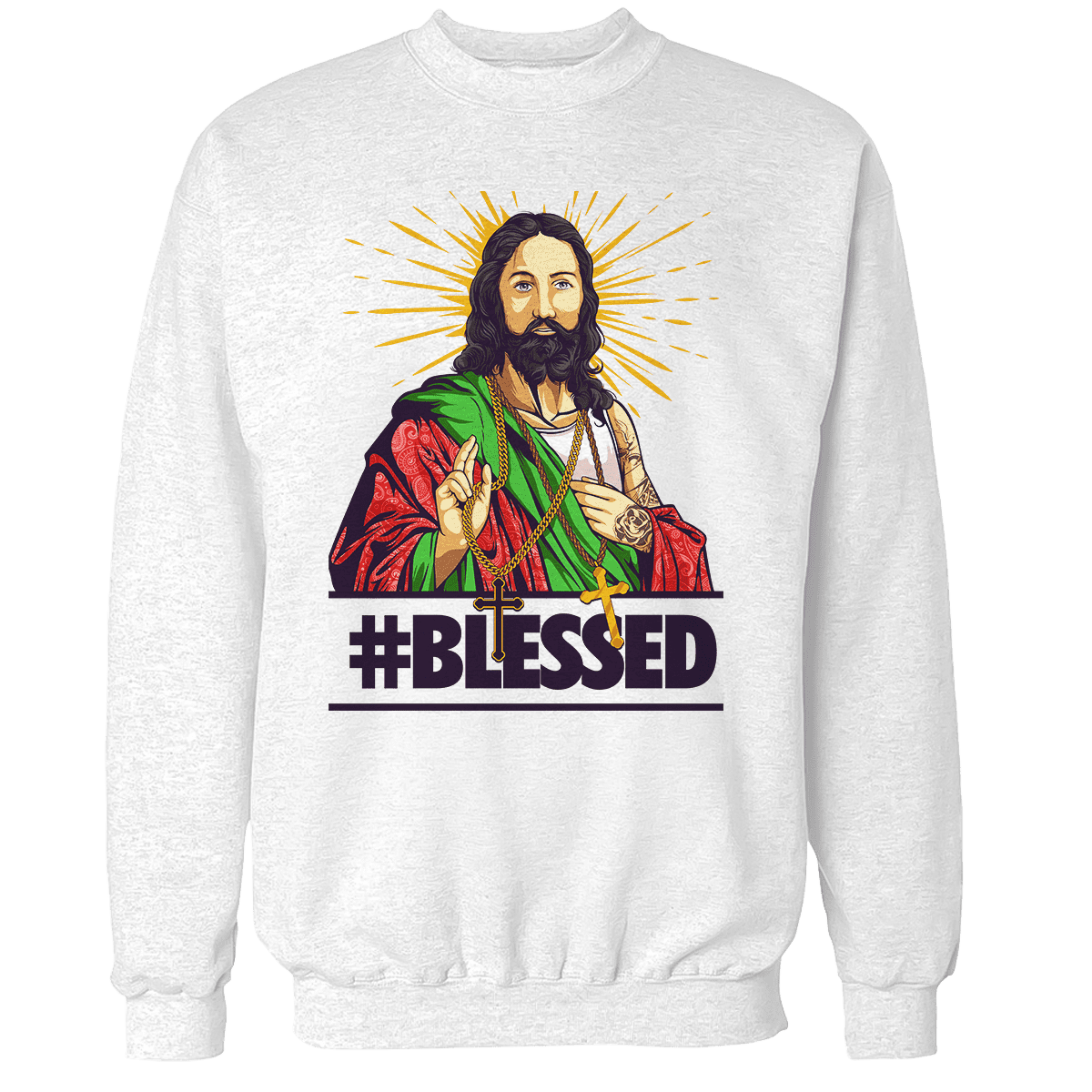 Raglan Premium Sweatshirt / White / S #Blessed V1
