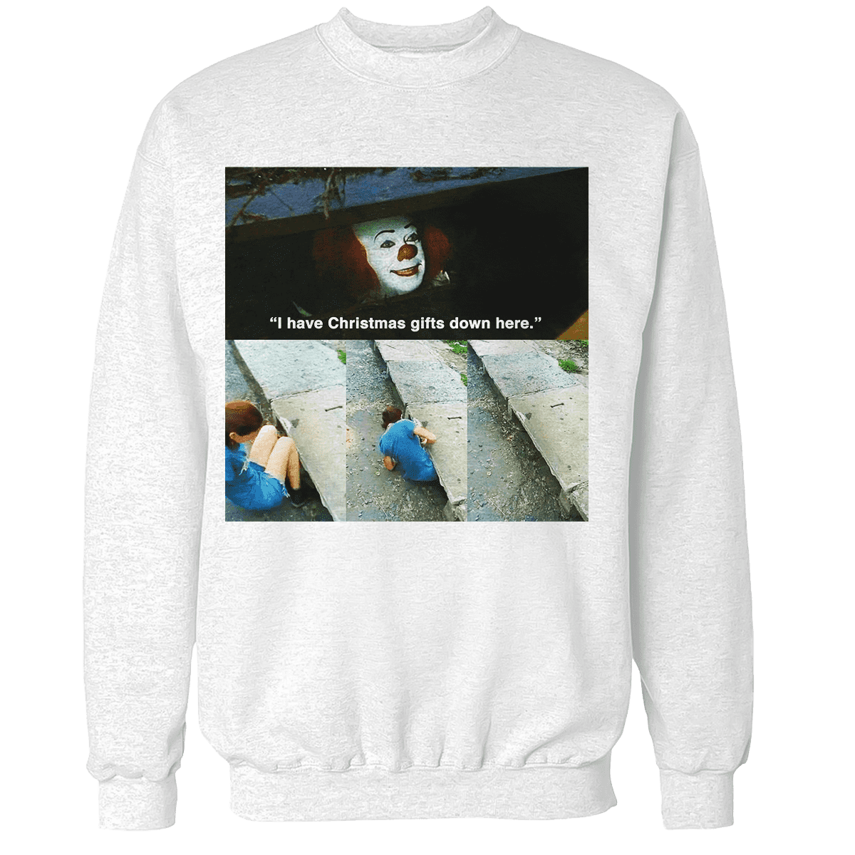 Raglan Premium Sweatshirt / White / S Gifts Down Here - Meme