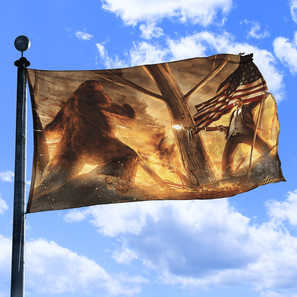Teddy Roosevelt VS Bigfoot - Flag