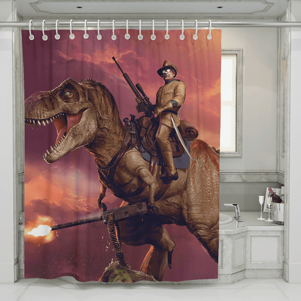 Teddy T-Rex Zoom - Shower Curtain