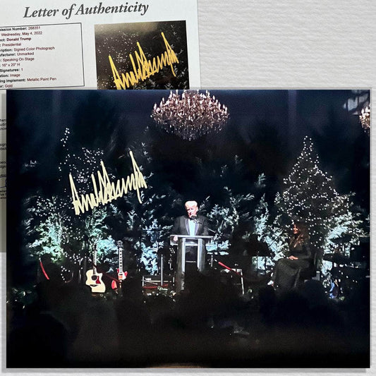 Speaking On Stage President Donald Trump Signed Photograph - Professionally certified