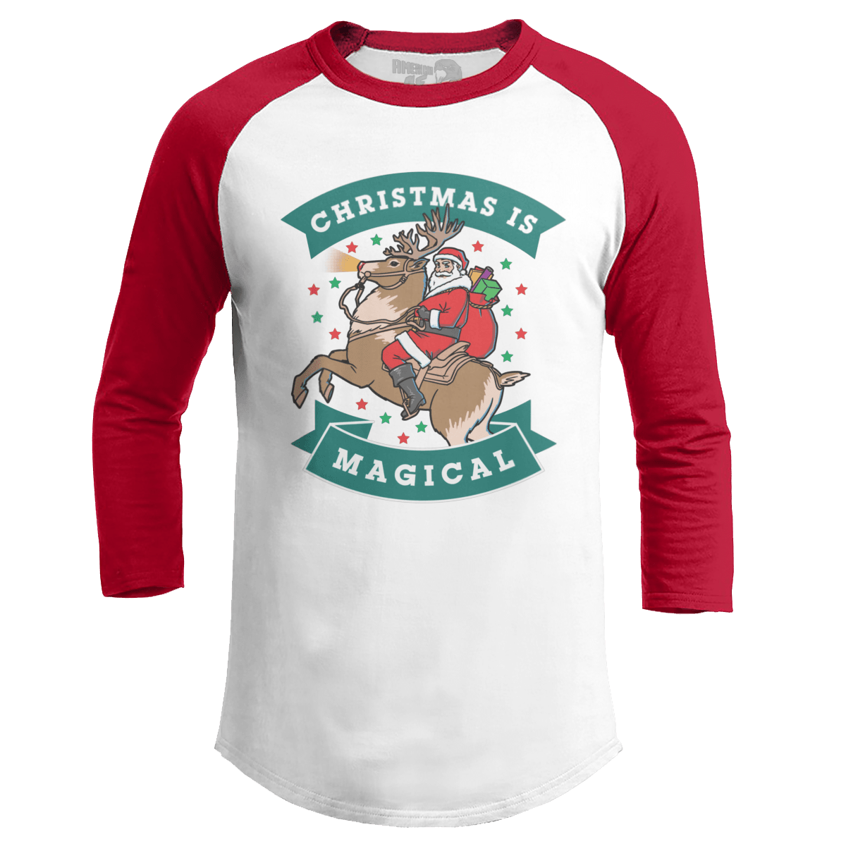 Raglan Raglan / White/Red / S Christmas is Magical V1 (Ladies)