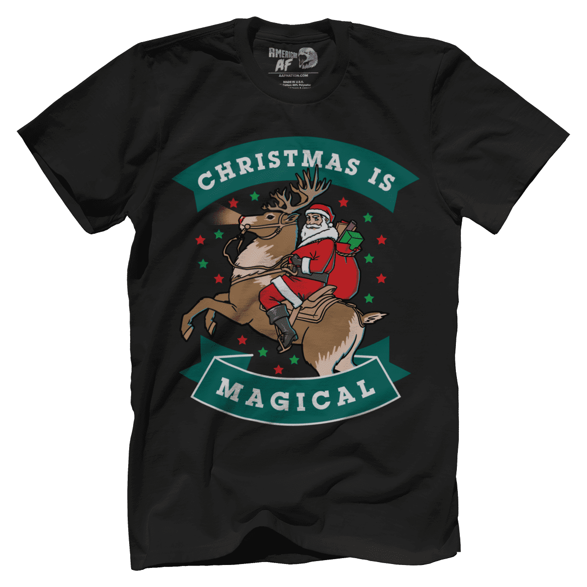 Raglan Premium Mens Shirt / Black / XS Christmas is Magical V1