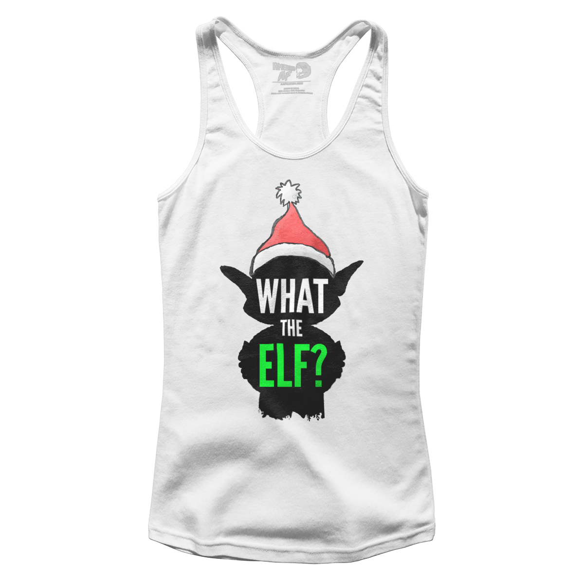 Raglan Premium Ladies Racerback Tank / White / XS What The Elf (Ladies)