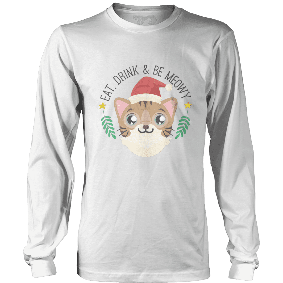 Raglan Mens Long Sleeve / White / S Eat, Drink & Be Meowy