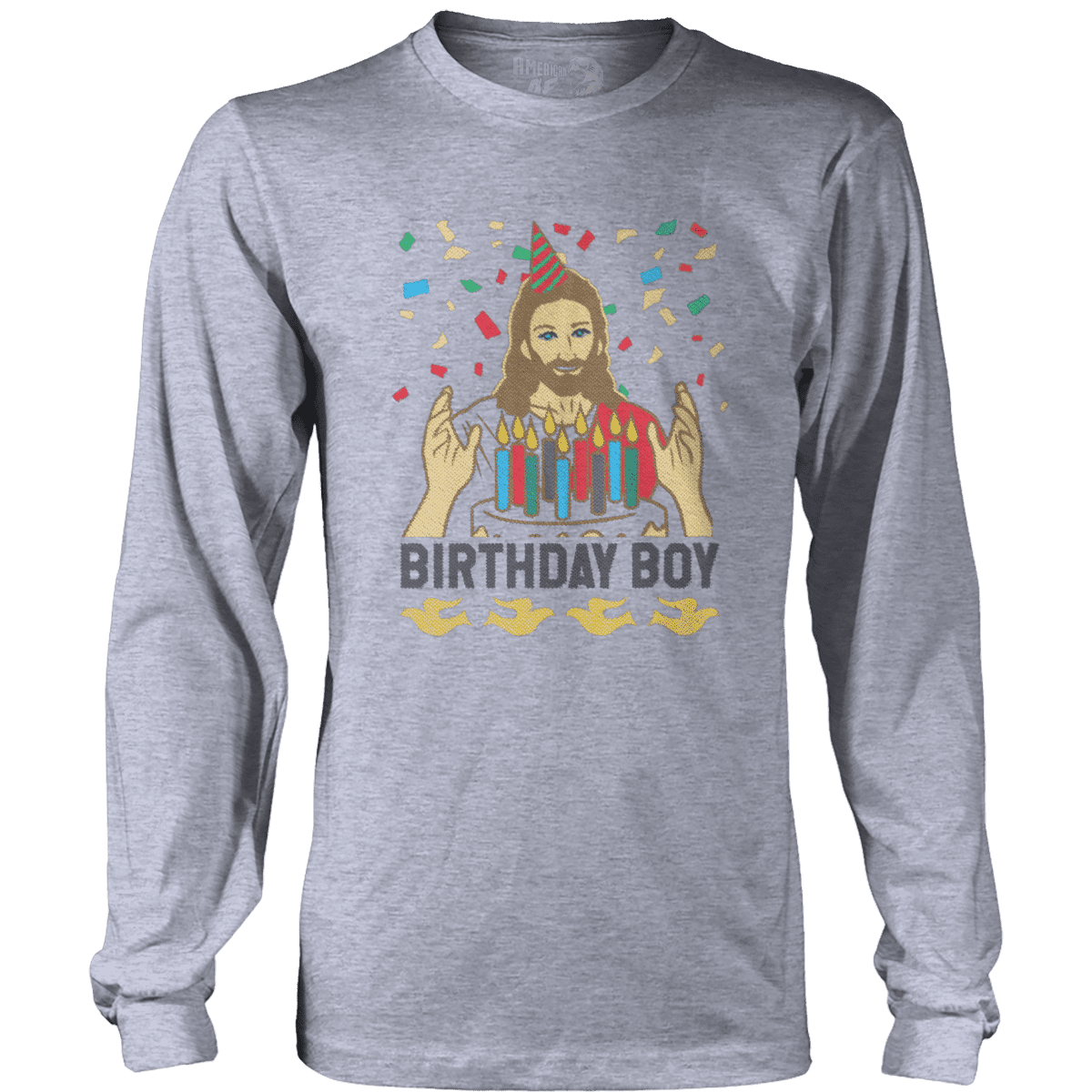 Raglan Mens Long Sleeve / Heather Gray / S Birthday Boy