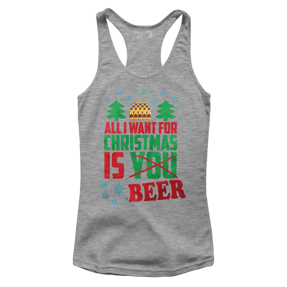 Raglan Premium Ladies Racerback Tank / Heather Gray / XS All I want is Beer (Ladies)