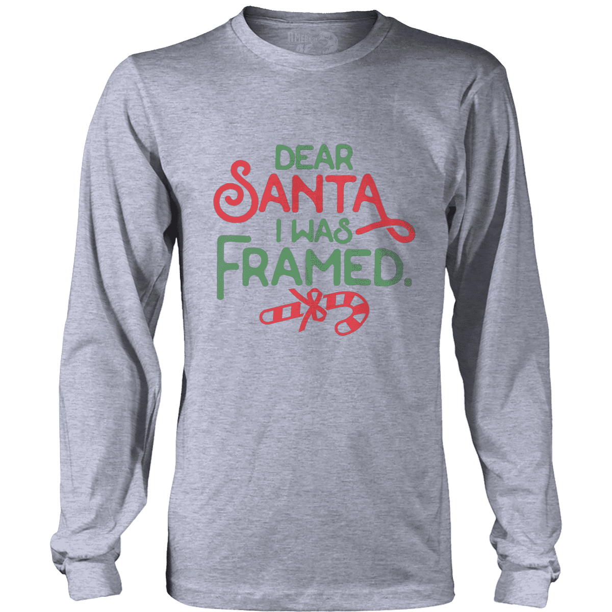 Raglan Mens Long Sleeve / Heather Gray / S Dear Santa, I was Framed