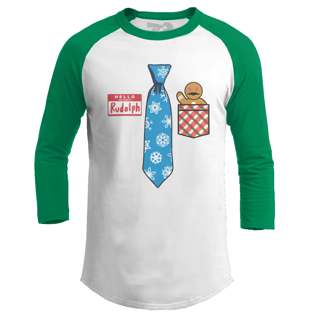Raglan Raglan / White/Kelly Green / S Hello Im Rudolph (Ladies)