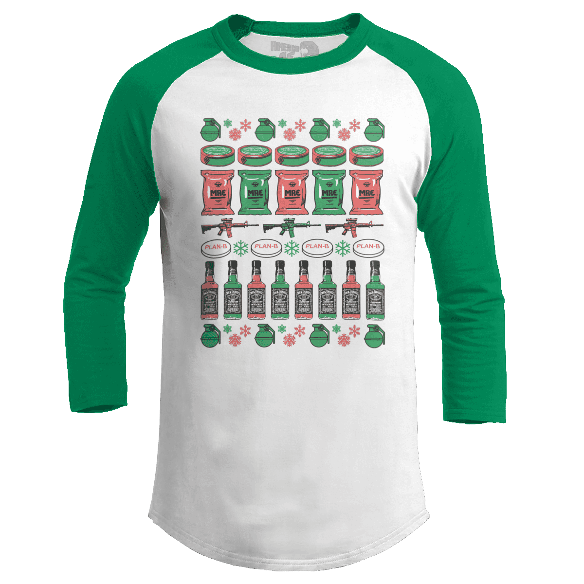 Raglan Raglan / White/Kelly Green / S A Plan-B Christmas