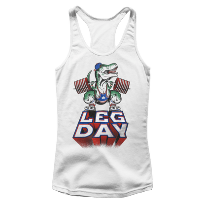 T-shirt Premium Ladies Racerback Tank / White / XS Leg Day T-Rex (Ladies)