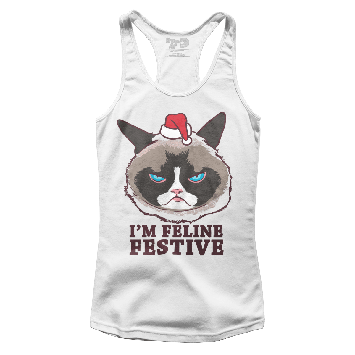 Raglan Premium Ladies Racerback Tank / White / XS I'm Feline Festive (Ladies)