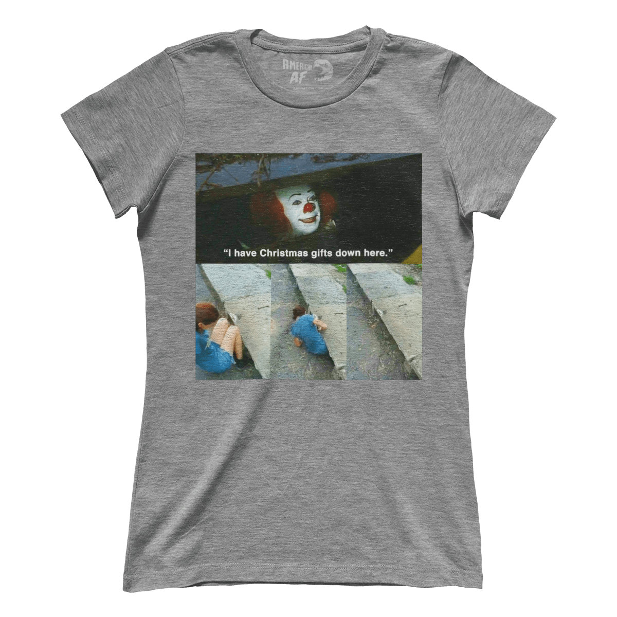 Raglan Premium Ladies Tee / Heather Gray / S Gifts Down Here - Meme (Ladies)