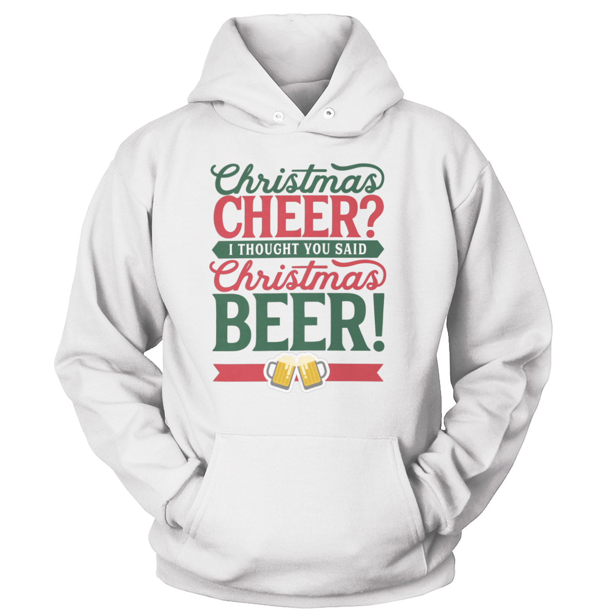 Raglan Unisex Hoodie / White / S Christmas Cheer Christmas Beer (Ladies)