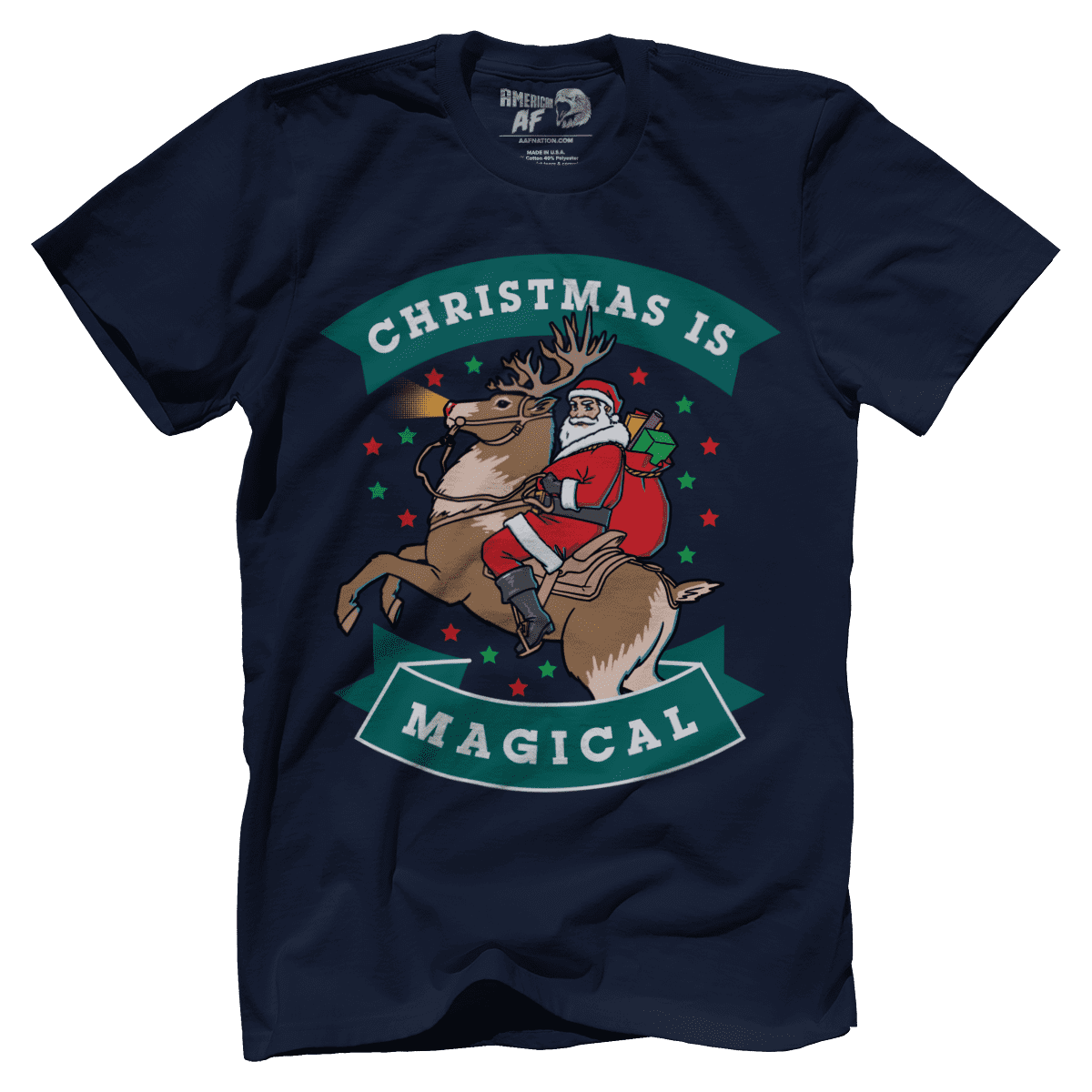 Raglan Premium Mens Shirt / Navy / XS Christmas is Magical V1