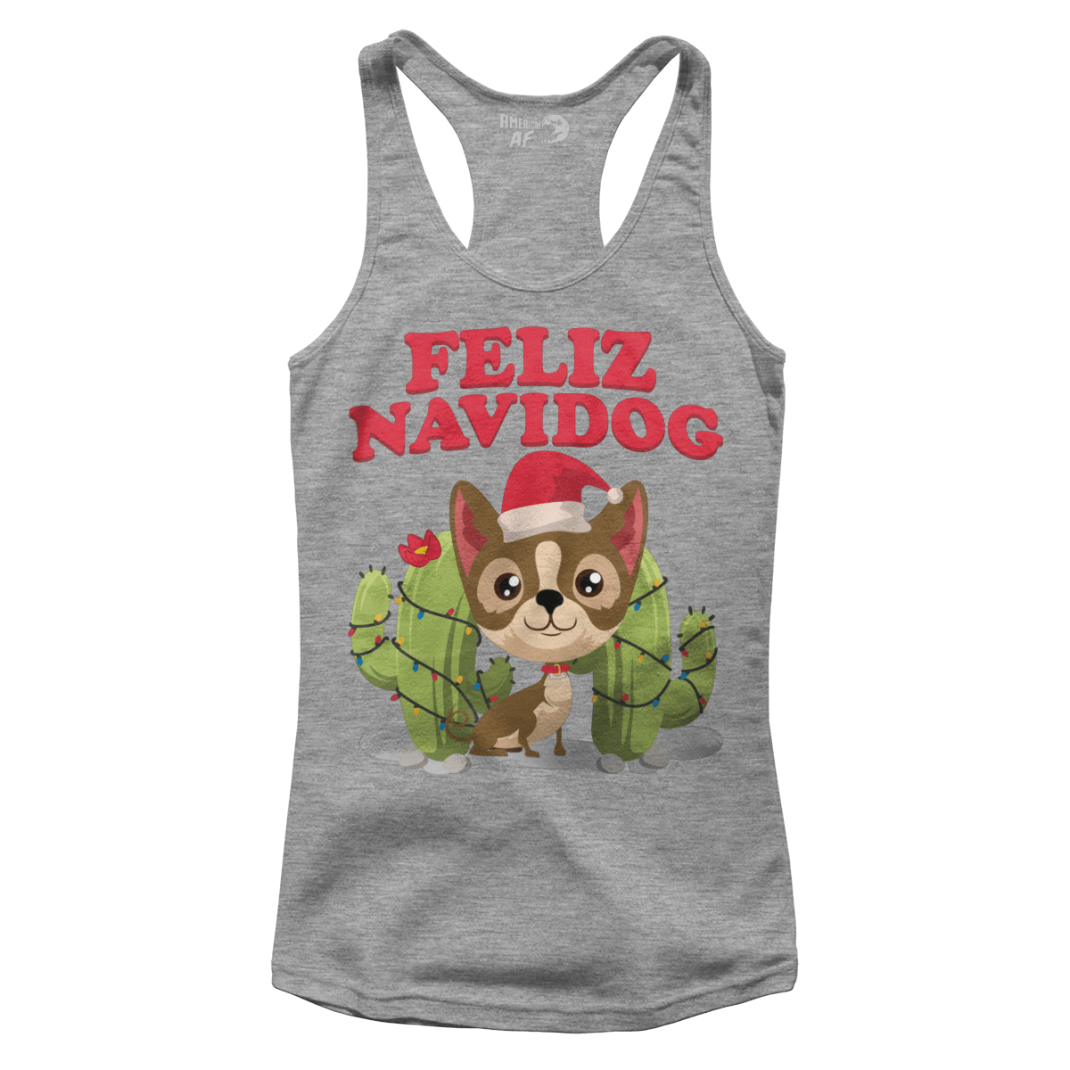 Raglan Premium Ladies Racerback Tank / Heather Gray / XS Chihuahua Christmas (Ladies)