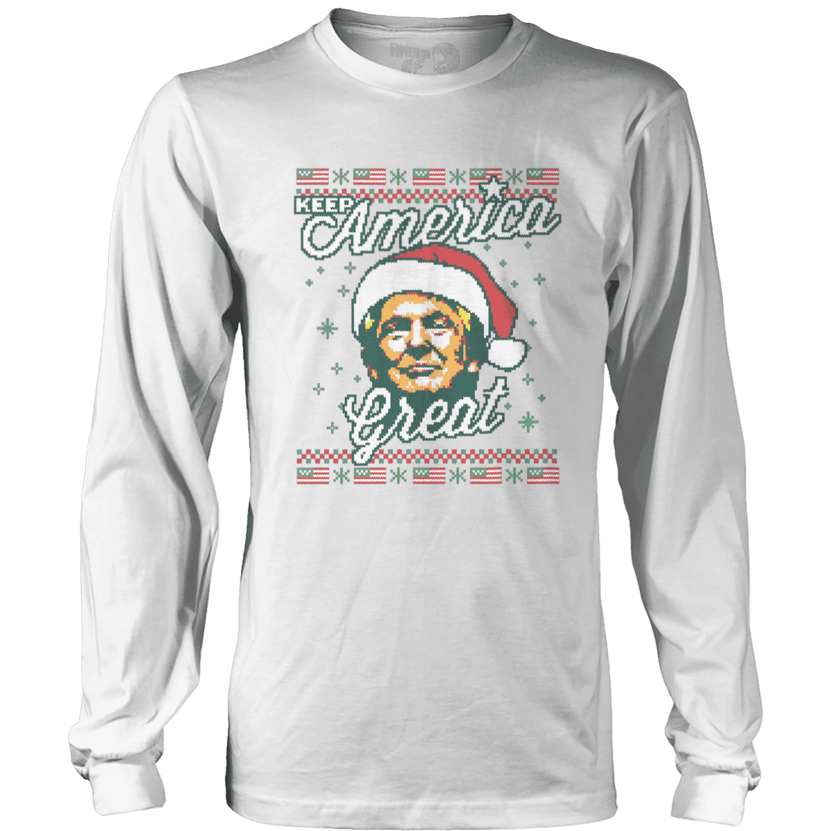 Raglan Mens Long Sleeve / White / S Keep America Great