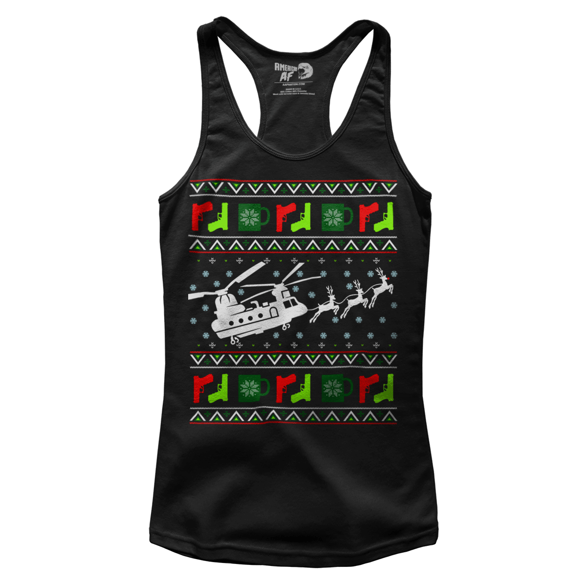 Raglan Premium Ladies Racerback Tank / Black / XS Santa's Other Ride - Chinook (Ladies)