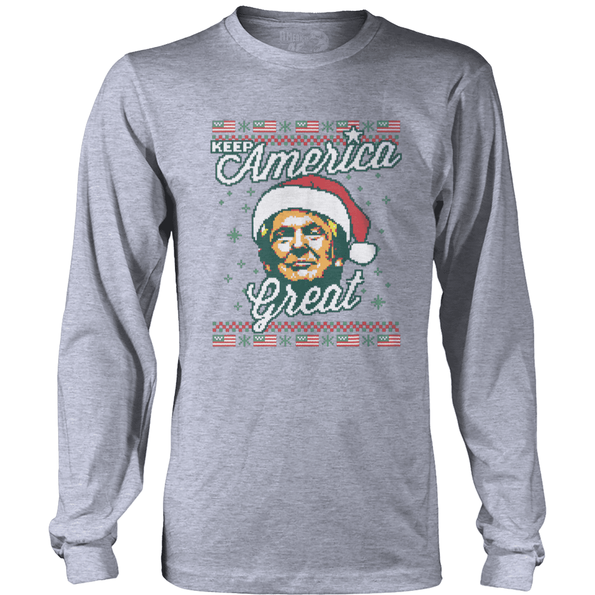 Raglan Mens Long Sleeve / Heather Gray / S Keep America Great